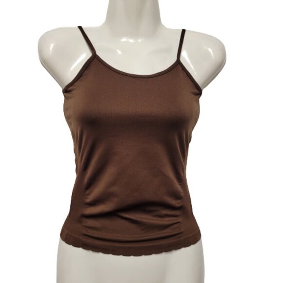BROWN Spaghetti Strap Tank Top Spandex Fitted Camisole- One Size- NEW - Picture 1 of 6